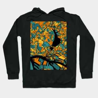 Hamburg Map Pattern in Orange & Teal Hoodie